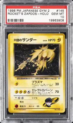 1999 POKEMON JPN GYM 2 #145 ROCKET'S ZAPDOS-HOLO PSA 10 - Image 1