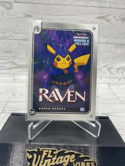 Pikachu as Raven #139 Lazer Holo DC Heroes & Villains (Non-Pokemon Fan Art) - Image 1