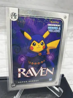 Pikachu as Raven #139 Lazer Holo DC Heroes & Villains (Non-Pokemon Fan Art) - Image 2