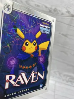 Pikachu as Raven #139 Lazer Holo DC Heroes & Villains (Non-Pokemon Fan Art) - Image 4