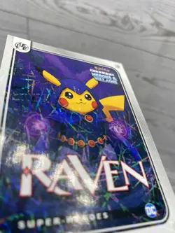Pikachu as Raven #139 Lazer Holo DC Heroes & Villains (Non-Pokemon Fan Art) - Image 5