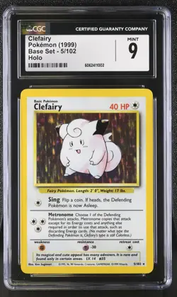 CGC 9 MINT Clefairy 1999 Base Set 5/102 Holo Pokemon Card psa - Image 1