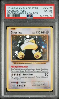 2016 POKEMON XY BLACK STAR PROMO SNORLAX GX BOX #XY179 SNORLAX-HOLO PSA 6 - Image 1
