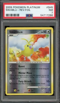Pokemon TCG PSA 7 Swablu Reverse Holo Platinum #SH5 - Image 1