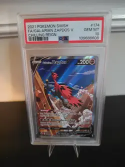 PSA 10 GEM MINT Galarian Zapdos V 174/198 Alt Art Chilling Reign 2021 Pokemon - Image 1