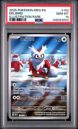 POKEMON MEG EN-MEGA EVOLUTION ILLUSTRATION RARE #152 - DELIBIRD 152/132 - PSA 10 - Image 1