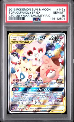 2019 POKEMON SUN & MOON COSMIC ECLIPSE TOGEPI & CLEFFA & IGGLYBUFF GX PSA 10 - Image 1