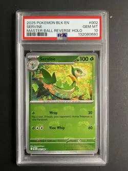 Servine 002 PSA 10 2025 Pokemon BLK EN Master Ball Reverse Holo - Image 1