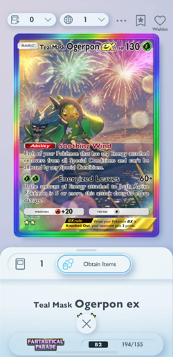 [DIGITAL] Teal Mask Ogerpon Ex | Full Art | 2 Star ⭐⭐ | Pokemon TCG Pocket Trade - Image 1