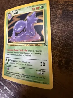 Pokemon TCG Muk 13/62 Fossil Holo Rare LP - Image 3