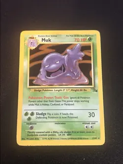 Pokemon Muk TCG Fossil Holo Rare Card 13/62 LP - Image 1