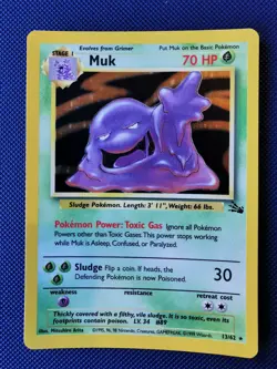 Pokemon Muk TCG Fossil Holo Unlimited Rare Card 13/62 Vintage WOTC NM Condition - Image 1