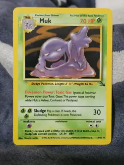Pokemon Muk TCG Fossil Holo Rare Card 13/62 Unlimited - Image 1