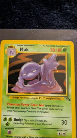 Pokemon TCG Muk Fossil Holo Rare Card 13/62 - Image 3
