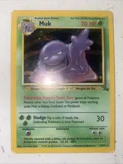 Pokemon TCG Muk Fossil Holo Card 13/62 Unlimited Holo Rare - Image 1