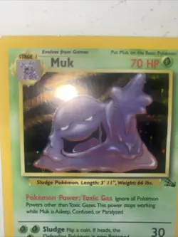 Pokemon TCG Muk Fossil Holo Card 13/62 Unlimited Holo Rare - Image 2