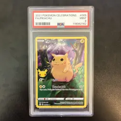 Pokemon 2021 Celebrations #005 Full Art Pikachu Card PSA 9 Mint, 5/25 - Image 1