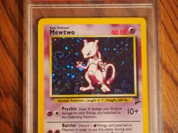 Pokemon 2000 Base 2 Mewtwo rare foil card, PSA 8 w/ swirl - Image 3