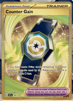 Counter Gain 249/191 Hyper Rare NM/M SV08: Surging Sparks Gold Card Pokemon TCG - Image 1