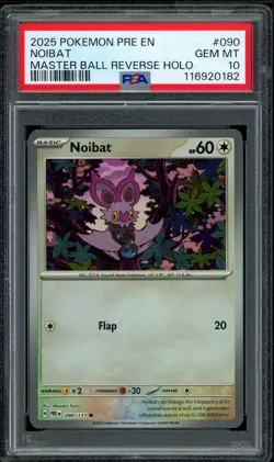 2025 PSA 10 Pokemon Prismatic Evolutions Noibat Master Ball Rev 090/131 card - Image 1
