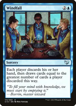 Windfall Commander 2015 HEAVILY PLD Blue Uncommon MAGIC GATHERING CARD ABUGames - Image 1