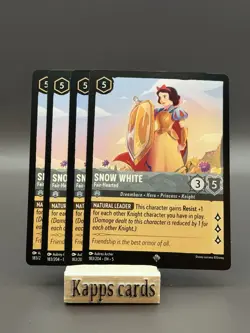 Disney Lorcana Snow White Fair-Hearted 183/204 Lot of 4 Hero Knight Cards - Image 1