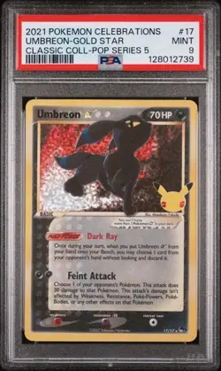 PSA 9 Grading Card Pokemon PTCG - Umbreon Gold Star Celebration Classic #17 EN - Image 1