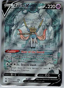 Zacian V GG48/GG70 Crown Zenith: Galarian Gallery - Pokemon Card - NM - Image 1