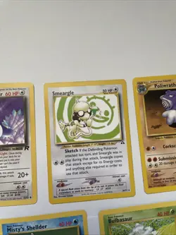 Pokemon Card Lot 5 Vintage Cards! Including Smeargle And Poliwrath! - Image 2