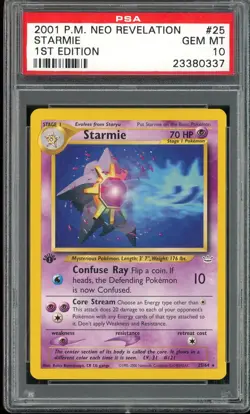 PSA 10 Starmie 1st Edition Neo Revelation 25/64 Rare Pokemon Card - Image 1