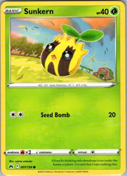 Sunkern 007/159 Common Crown Zenith NM Pokemon Card - Image 1