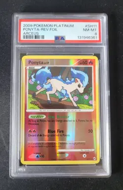 PSA 8 Ponyta SH11 Platinum Arceus Reverse Holo Pokemon TCG Card - Image 1