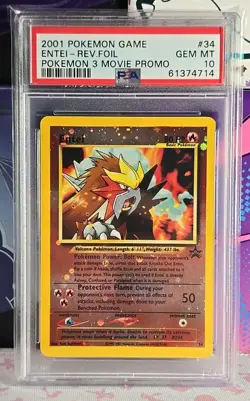 Entei Promo 34 WOTC Black Star Promo Reverse Holo PSA 10 Gem Mint - Image 1