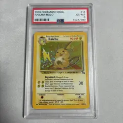 Pokemon Raichu Holo #14 | PSA 6 | Fossil Set 1999 - Image 1