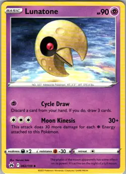 Lunatone 062/159 Uncommon Crown Zenith NM Pokemon Card - Image 1