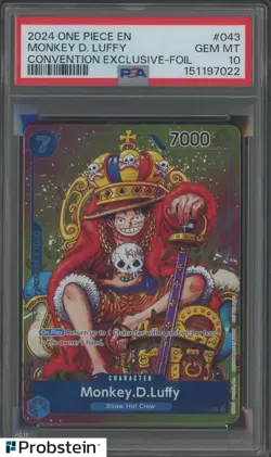 2024 One Piece P-043 EN Convention Exclusive Foil Monkey D Luffy PSA 10 - Image 1