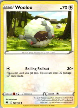 Wooloo 121/159 Common Crown Zenith NM Pokemon Card - Image 1