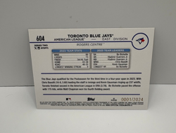 Toronto Blue Jays 2024 Topps Series 2 Team Card Gold Parallel #0001/2024 BOOKEND - Image 2