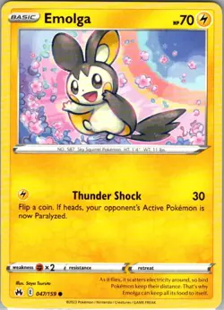 Emolga 047/159 Common Crown Zenith NM Pokemon Card - Image 1