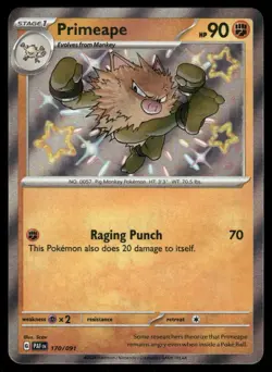 Pokemon Cards Primeape 170/091 Paldean Fates Shiny Rare NM - Image 1