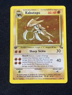 Pokemon TCG Kabutops Holo Rare Card 1st Edition Fossil 9/62 - Image 1