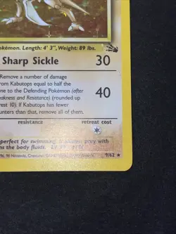 Pokemon TCG Kabutops Holo Rare Card 1st Edition Fossil 9/62 - Image 5