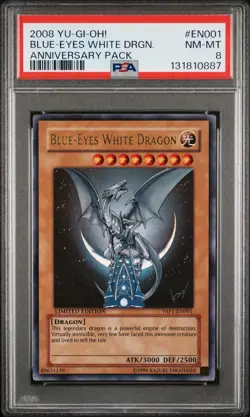 2008 YU-GI-OH! ANV PACK #EN001 BLUE-EYES WHITE DRAGON PSA 8 - Image 1