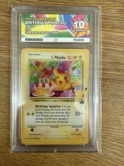 Pokemon TCG Birthday Pikachu #24 Celebrations 25th Anniversary ACE 10 - Image 1