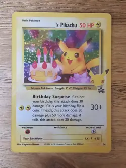 Pokemon TCG Birthday Pikachu Promo 24 - Celebrations 25th Anniversary Set NM - Image 1