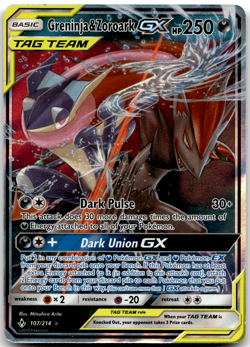 Greninja & Zoroark GX 107/214 SM - Unbroken Bonds Pokemon Card MP - Image 1