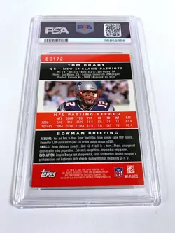2007 Bowman Crome #BC172 Tom Brady (GOAT) - PSA: Mint 9 Football Card - Image 3