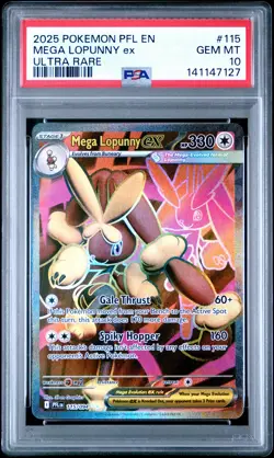 2025 POKEMON PFL EN-PHANTASMAL FLAMES ULTRA RARE #115 MEGA LOPUNNY EX PSA 10 - Image 1