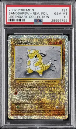 2002 POKEMON LEGENDARY COLLECTION #91 SANDSHREW-REVERSE FOIL PSA 10 - Image 1