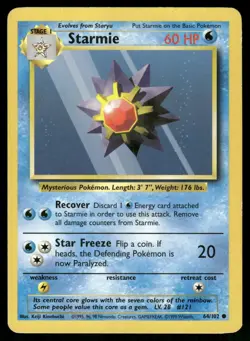 Starmie 64/102 Common Base Set Unlimited Pokemon Moderately Played - Image 1
